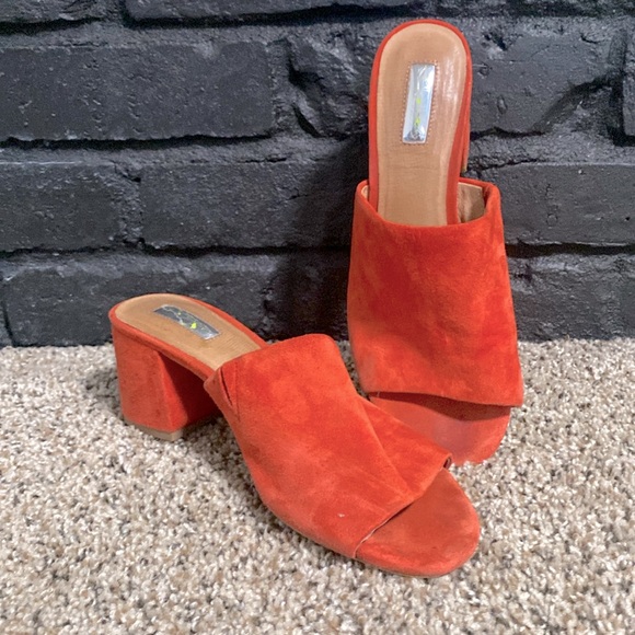 Burnt Orange Suede Sandals - Picture 1 of 4